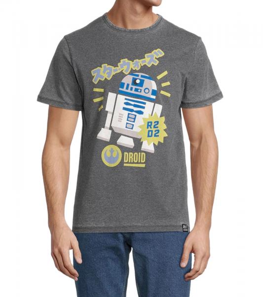 RE:COVERED X STAR WARS Herren T-Shirt mit R2D2-Print Baumwoll-Shirt Kurzarm-Shirt AKSTW2166 Dunkel-Grau