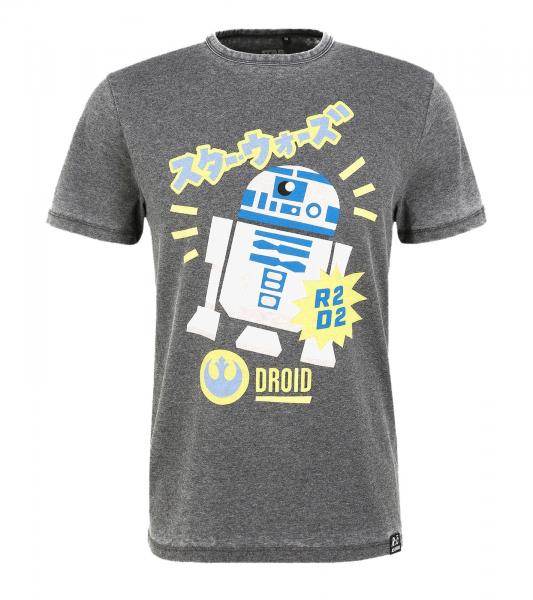 RE:COVERED X STAR WARS Herren T-Shirt mit R2D2-Print Baumwoll-Shirt Kurzarm-Shirt AKSTW2166 Dunkel-Grau