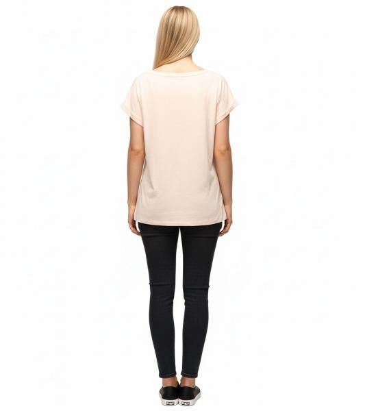 RE:COVERED X STAR WARS Damen T-Shirt mit Schriftzug Baumwoll-Shirt Rundhals-Shirt Boyfriend-Cut RCDIF2060 Rosa