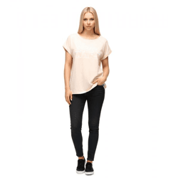 RE:COVERED X STAR WARS Damen T-Shirt mit Schriftzug Baumwoll-Shirt Rundhals-Shirt Boyfriend-Cut RCDIF2060 Rosa