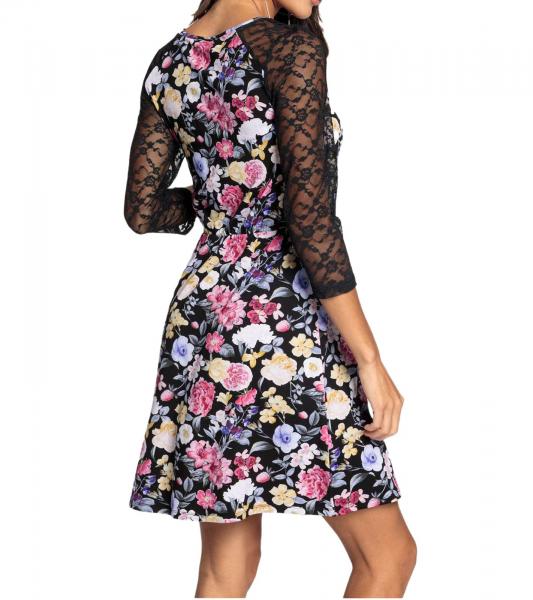 melrose Mini-Kleid Damen Sommerkleid mit elegantem Blumen-Print Abend-Kleid 47780801 Schwarz/Bunt