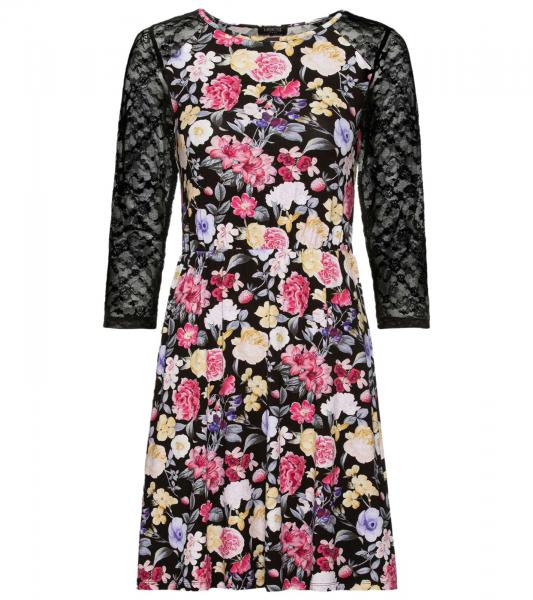 melrose Mini-Kleid Damen Sommerkleid mit elegantem Blumen-Print Abend-Kleid 47780801 Schwarz/Bunt