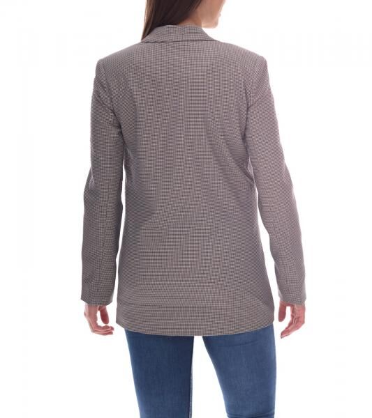 DELMAO Damen Blazer Anzug-Jacke mit Reverskragen karierte Business-Jacke 55782465 Grau/Blau/Wei&szlig;