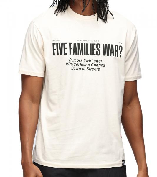RE:COVERED X The Godfather Herren Baumwoll-Shirt mit gro&szlig;em Schriftzug-Print Kurzarm-Shirt MMVCM306 Beige