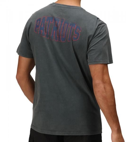 RE:COVERED X NFL New England Patriots Herren T-Shirt mit Football-Helm Baumwoll-Shirt Rundhals-Shirt RCNFL1315F Grau