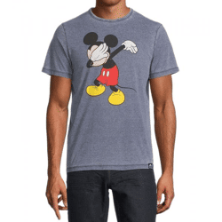 RE:COVERED X Disney Herren T-Shirt mit Mickey Mouse Print Baumwoll-Shirt Rundhals-Shirt PCDIS1851 Dunkelblau-meliert