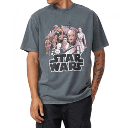 RE:COVERED X STAR WARS Herren T-Shirt Print mit Skywalker-Saga-Print Baumwoll-Shirt Kurzarm-Shirt MMSTW2449 Dunkel-Grau