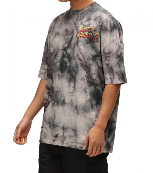 RE:COVERED X CAPCOM Herren T-Shirt mit Street Fighter Blanka-Print Baumwoll-Shirt Rundhals-Shirt MMDIF1880 Grau