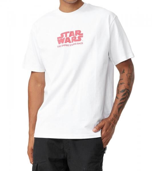 RE:COVERED X STAR WARS Herren T-Shirt mit The Empire Strikes Back Poster-Print Baumwoll-Shirt Kurzarm-Shirt MMSTW2453 Wei&szlig;
