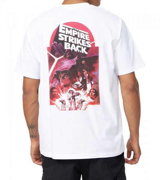 RE:COVERED X STAR WARS Herren T-Shirt mit The Empire Strikes Back Poster-Print Baumwoll-Shirt Kurzarm-Shirt MMSTW2453 Wei&szlig;