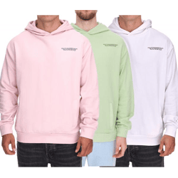 SUBLEVEL Men's Hooded Sweatshirt, Cotton Hoodie with Side Pockets, Sweater H10014T21326A, Pink, Light Green, or White