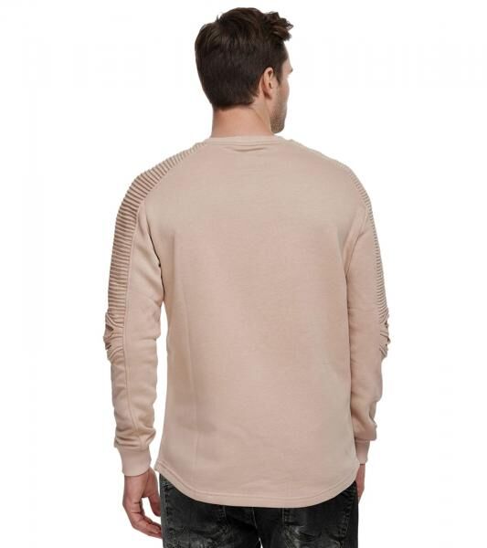 Men's Urban Sweatshirt with Ribbed Sleeves, Pullover Sweater 19056 Light Brown