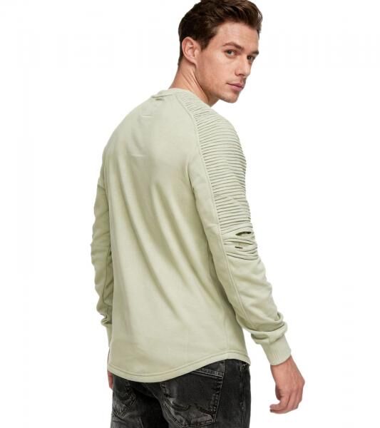 Men's Urban Sweatshirt with Ribbed Sleeves, Pullover Sweater 19056 Light Green