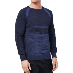 Sporty Men's Crew-Neck Sweater, Fine-Knit Sweater 13417 Navy