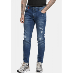 Casual 2Y Premium Men's Jeans, Slim Fit, Stretch, Zipper, Cotton, Blue