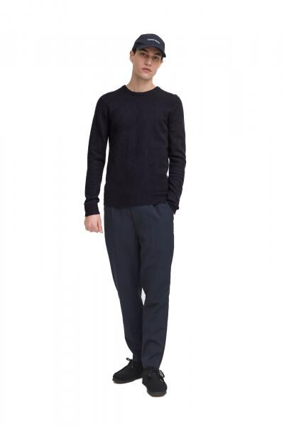 klassischer CASUAL FRIDAY CFHeine Herren Grobstrickpullover mit Label-Detail Strickpullover 20505605-194013 Blau