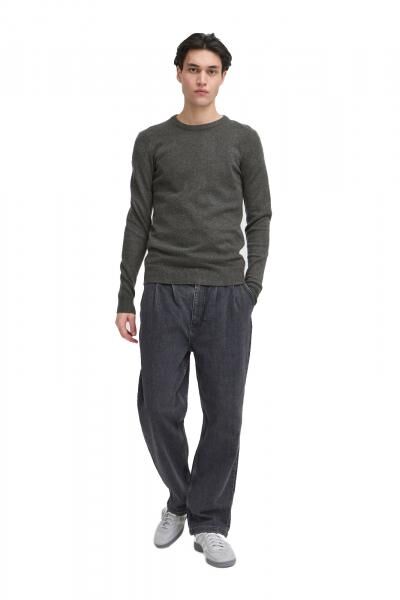 klassischer CASUAL FRIDAY CFHeine Herren Grobstrickpullover mit Label-Detail Strickpullover 20505605-50818 Grau