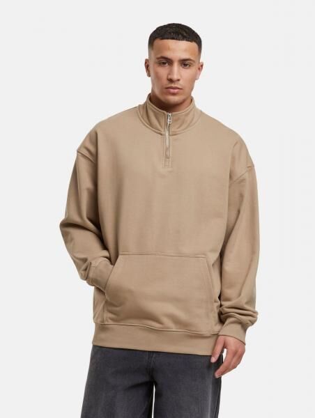 l&auml;ssiges DEF Herren Sweatshirt Rei&szlig;verschluss Rippb&uuml;ndchen mit Baumwolle Beige