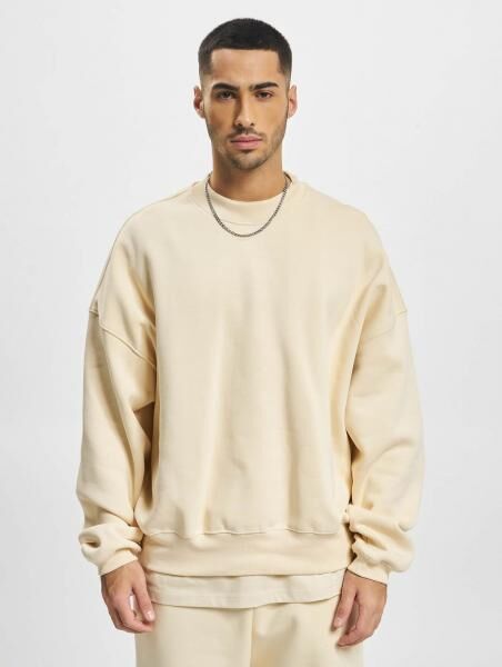 l&auml;ssiges DEF Herren Sweatshirt Rippb&uuml;ndchen Oversize 360 g/m&sup2; mit Baumwolle Beige