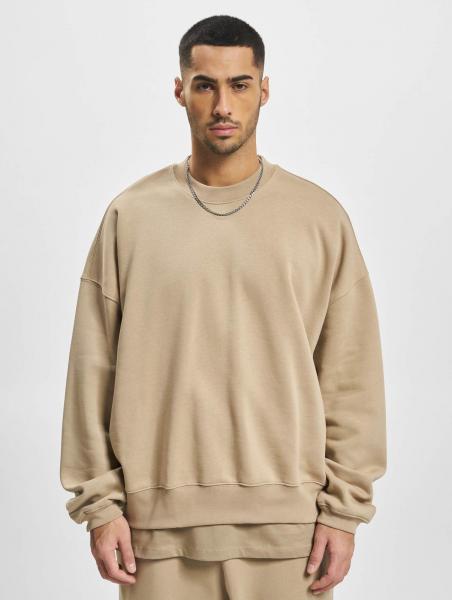 l&auml;ssiges DEF Herren Sweatshirt Rippb&uuml;ndchen Oversize 360 g/m&sup2; mit Baumwolle Beige