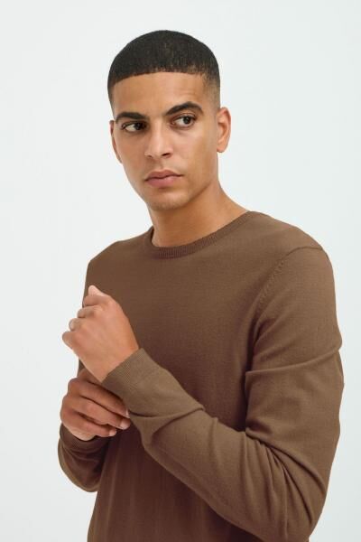 klassischer BLEND Herren Feinstrickpullover mit Rundhals Strickpullover 20717260-181031 Braun