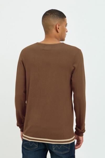 klassischer BLEND Herren Feinstrickpullover mit Rundhals Strickpullover 20717260-181031 Braun