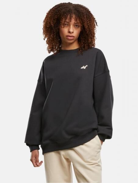modernes DEF Damen Sweatshirt Rippstrick Oversize Schwarz