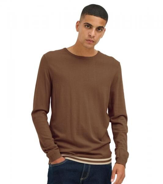 klassischer BLEND Herren Feinstrickpullover mit Rundhals Strickpullover 20717260-181031 Braun