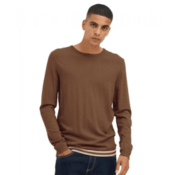 Classic BLEND Men's Fine-Knit Crew Neck Sweater 20717260-181031 Brown