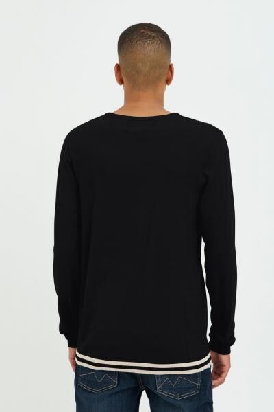 klassischer BLEND Herren Feinstrickpullover mit Rundhals Strickpullover 20717260-194007 Schwarz