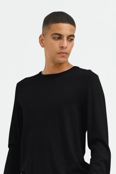 klassischer BLEND Herren Feinstrickpullover mit Rundhals Strickpullover 20717260-194007 Schwarz