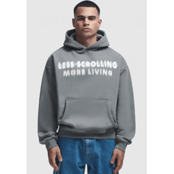 Casual 2Y Studios Men's Oversized Hoodie, 750 g/m², Cotton Blend, Gray