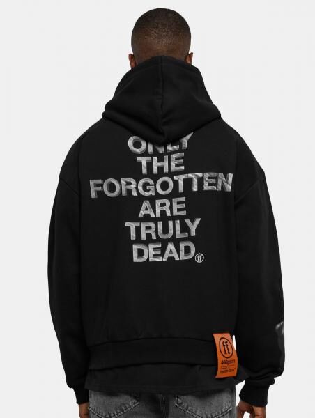 moderner Forgotten Faces Herren Hoodie Rippb&uuml;ndchen Kapuze mit Baumwolle Schwarz
