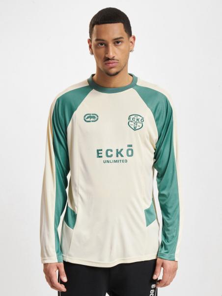 Comfortable Ecko Unltd. Men's T-Shirt with Pockets and Ribbed Cuffs, Beige/Green