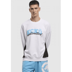 Modern Ecko Unltd. Men's Sweatshirt with Ribbed Cuffs, Cotton, White