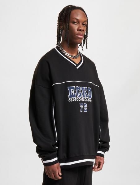 modernes Ecko Unltd. Herren Sweatshirt Rippb&uuml;ndchen mit Baumwolle Schwarz/Wei&szlig;