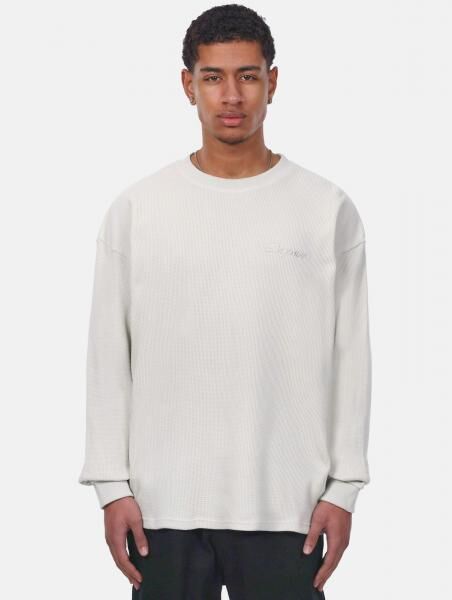 modernes Dropsize Herren Sweatshirt Rippb&uuml;ndchen Oversize mit Baumwolle Grau
