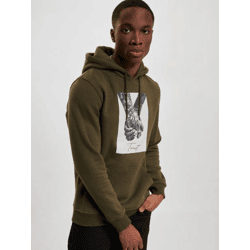 moderner Mister Tee Herren Hoodie Kordelzug Rippbündchen mit Baumwolle Khaki