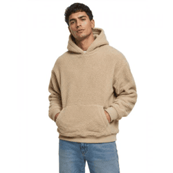 Kuscheliger URBAN CLASSICS Herren Teddyfleece Hoodie Flauschiger Kapuzenpullover mit Kängurutasche Beige 