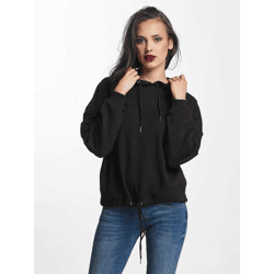 moderner Urban Classics Damen Hoodie Kordelzug Taschen 300 g/m² mit Baumwolle Schwarz