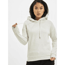 weicher URBAN CLASSICS Damen Hoodie Rippbündchen Kapuze 300 g/m² mit Baumwolle Grau