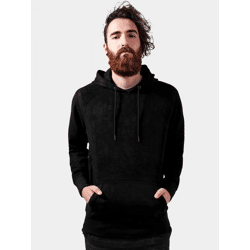 lässiger Urban Classics Herren Hoodie Stretch große Kapuze Taschen Schwarz
