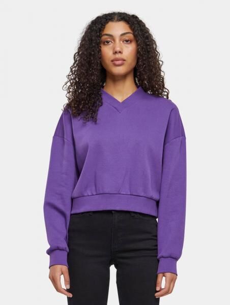 l&auml;ssiges Urban Classics Damen Sweatshirt Oversize Fleece 300 g/m&sup2; mit Baumwolle Violett