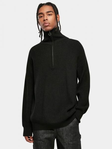 weiches Urban Classics Herren Sweatshirt Rei&szlig;verschluss Oversize 5 g/m&sup2; Schwarz