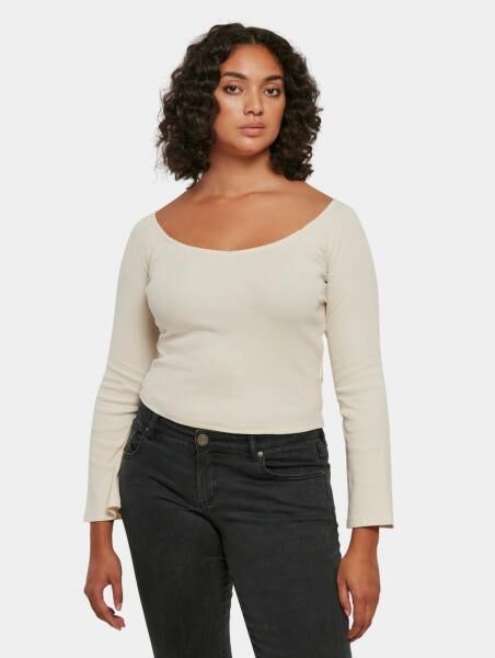 l&auml;ssiges Urban Classics Damen Sweatshirt Stretch Slim Fit 180 g/m&sup2; mit Baumwolle Ecru-Wei&szlig;