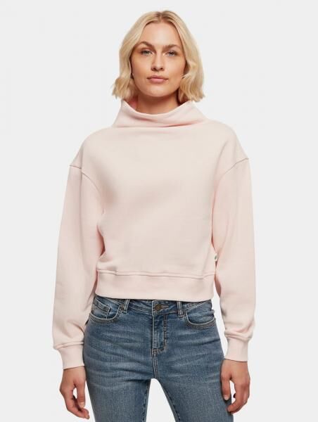 weiches Urban Classics Damen Sweatshirt Rippb&uuml;ndchen Oversize 300 g/m&sup2; Rosa