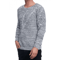 Modischer Herren Oversized Grobstrick-Pullover Sweater 13365 Weiß
