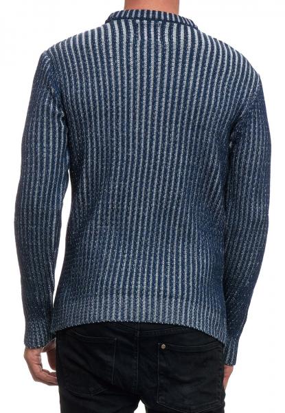 Moderner Herren Strick-Pullover mit Strukturmuster Freizeit-Sweater 13364 Petrol