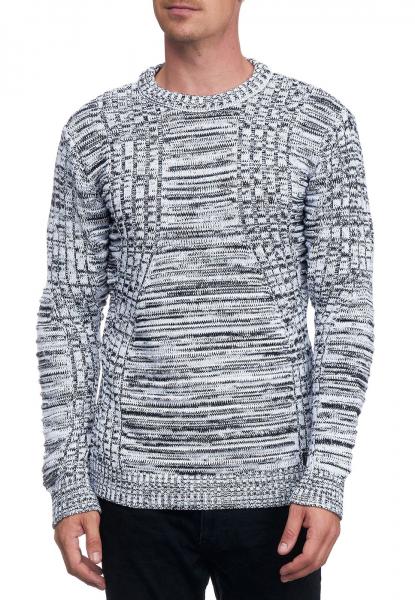 Moderner Herren Strick-Pullover mit Strukturmuster Rundhals-Sweater 13361 Wei&szlig;