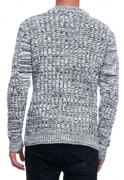 Moderner Herren Strick-Pullover mit Strukturmuster Rundhals-Sweater 13361 Wei&szlig;